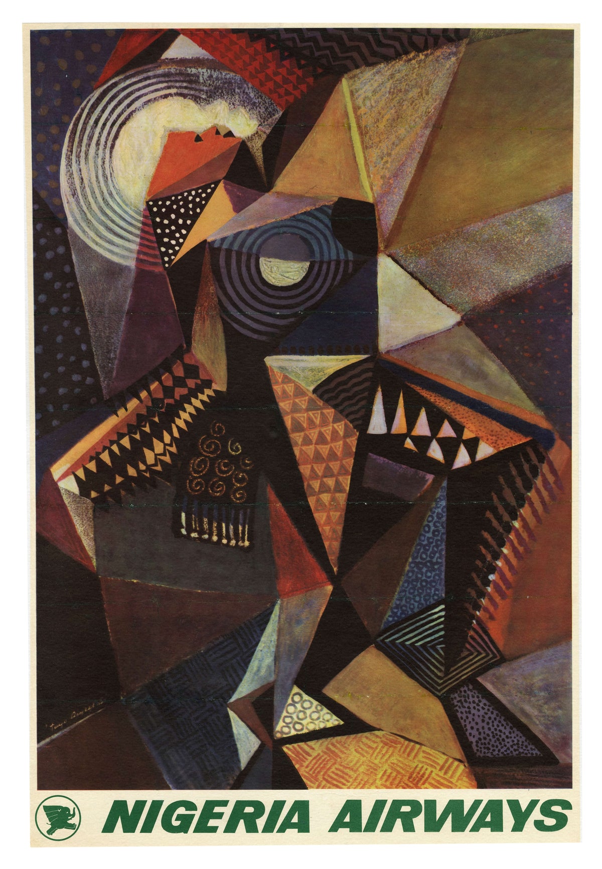 Nigeria Airways Cubist Abstract "Birdman", 1965 by Aiyegbusi