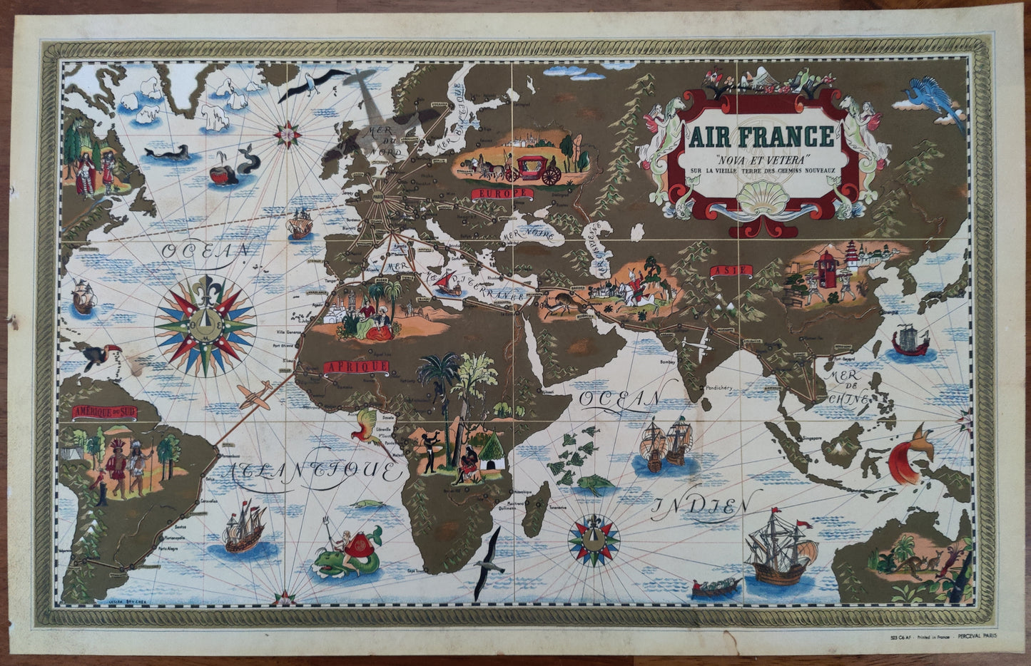 Air France Planisphere 'Nova Et Vetera' by Boucher (mid-size)