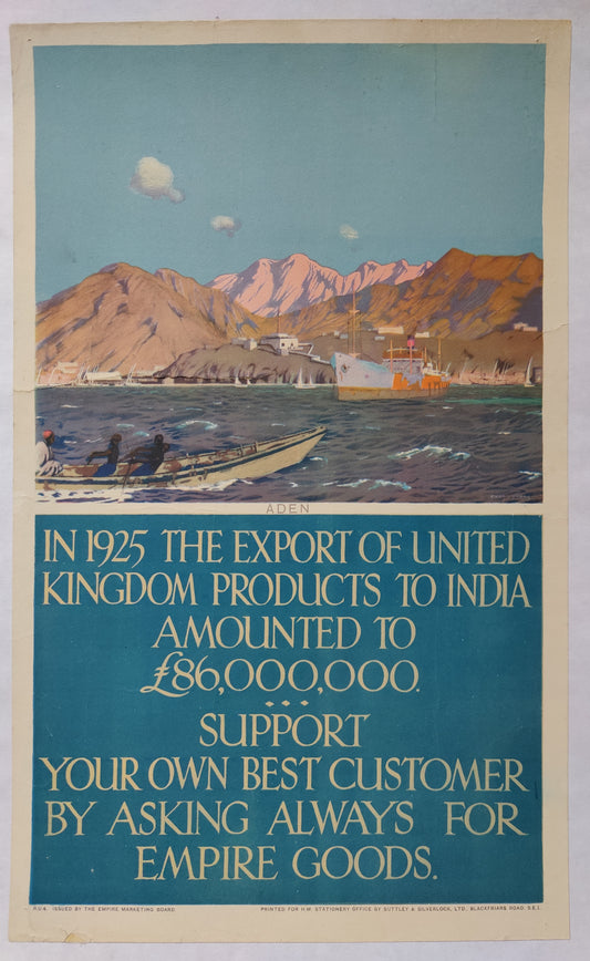 Aden, Exported Goods to India, Empire Marketing Board, by Charles Pears, 1928